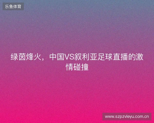 绿茵烽火，中国VS叙利亚足球直播的激情碰撞